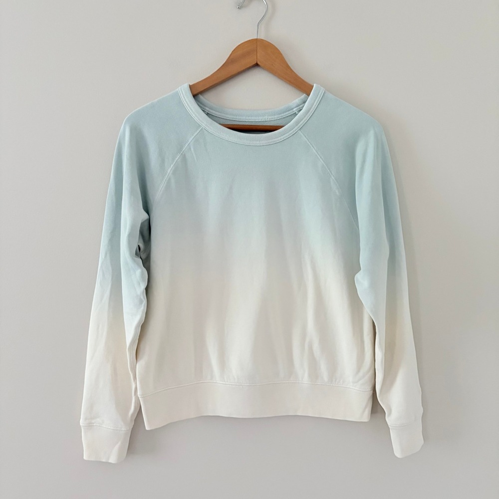 Everlane Sweatshirt‎ Dip-Dye Small Blue Cream Ombre Raglan Sleeve Cotton Terry